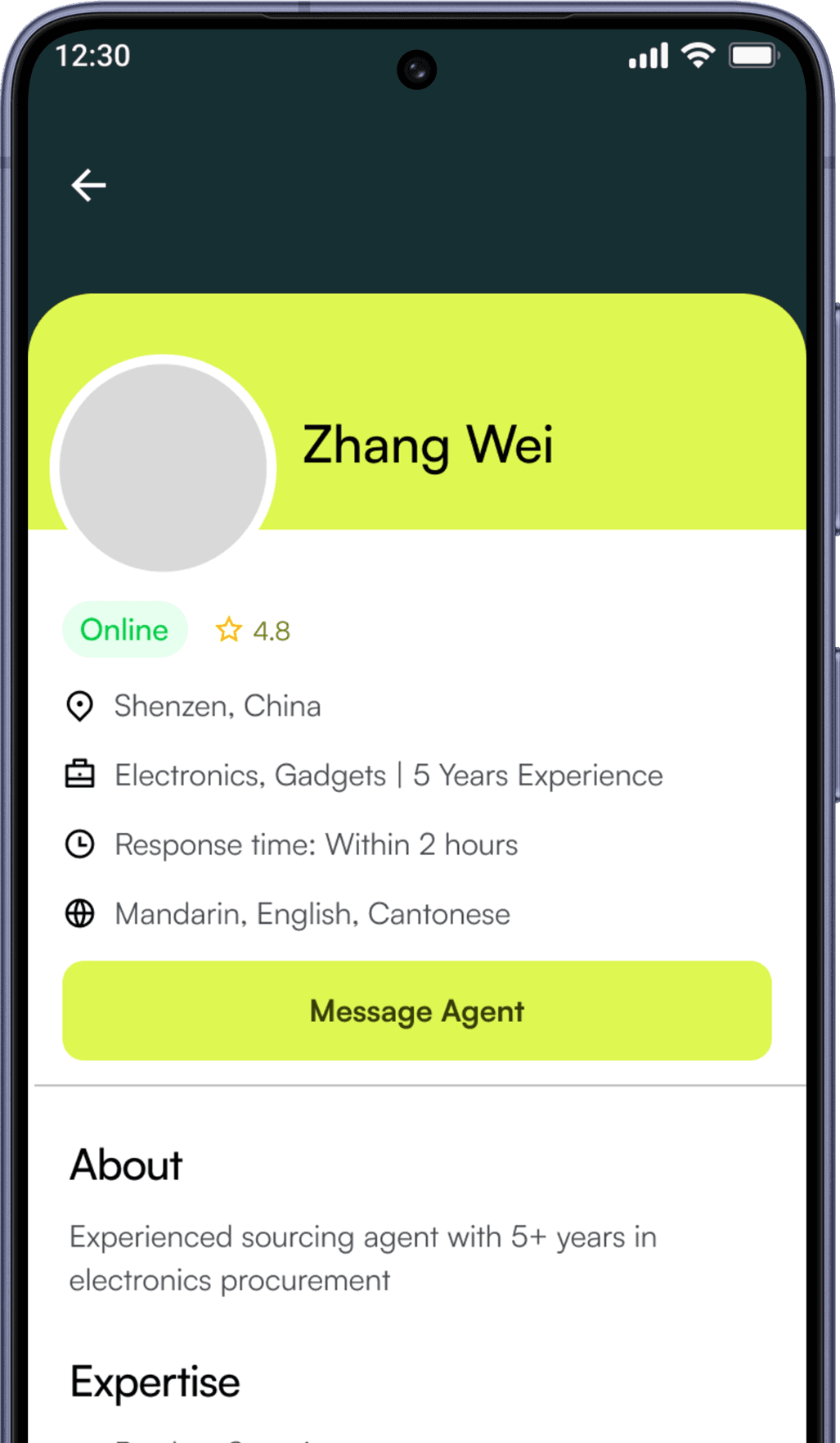 Agent Sourcing Mockup