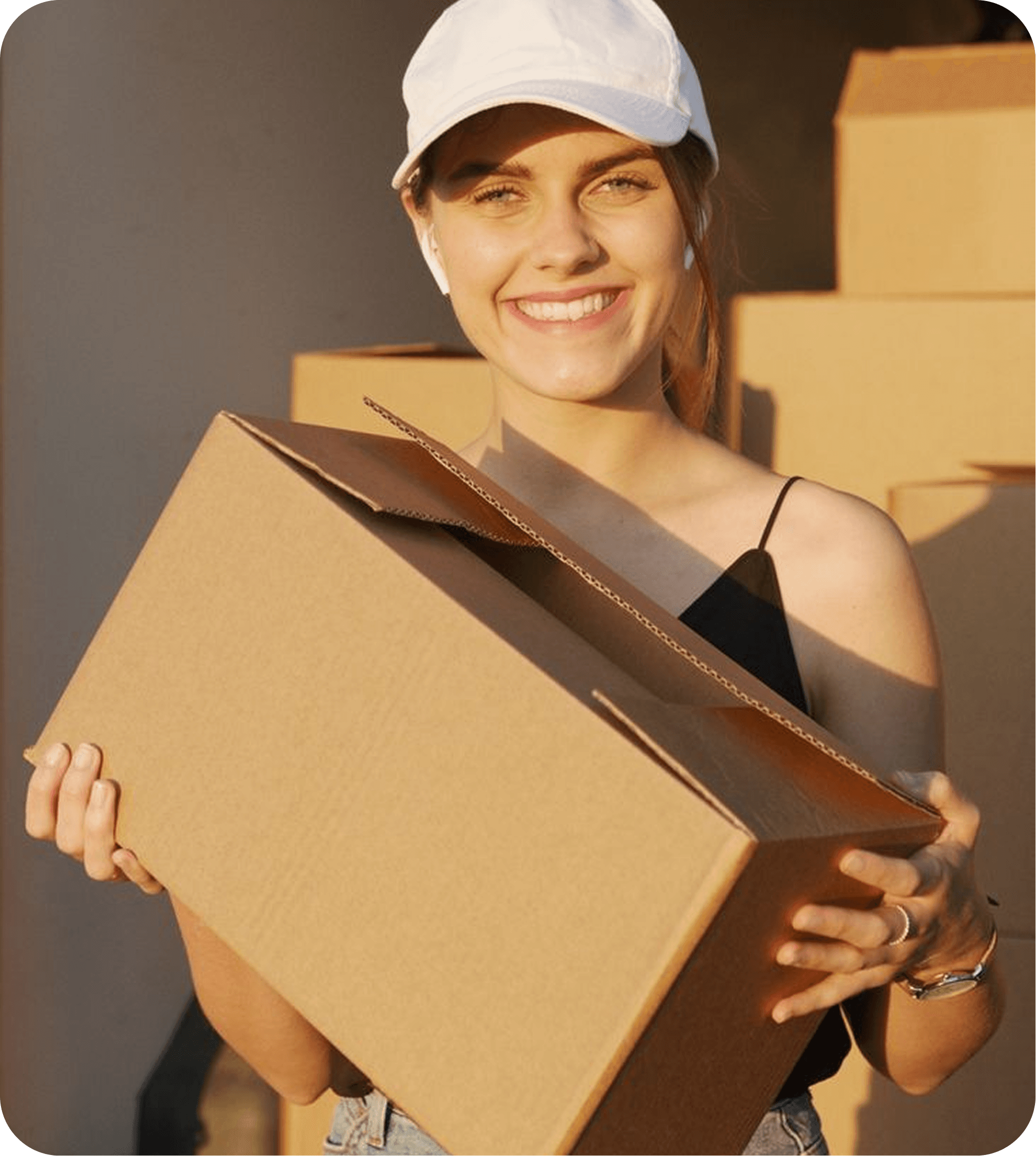 Delivery person holding package